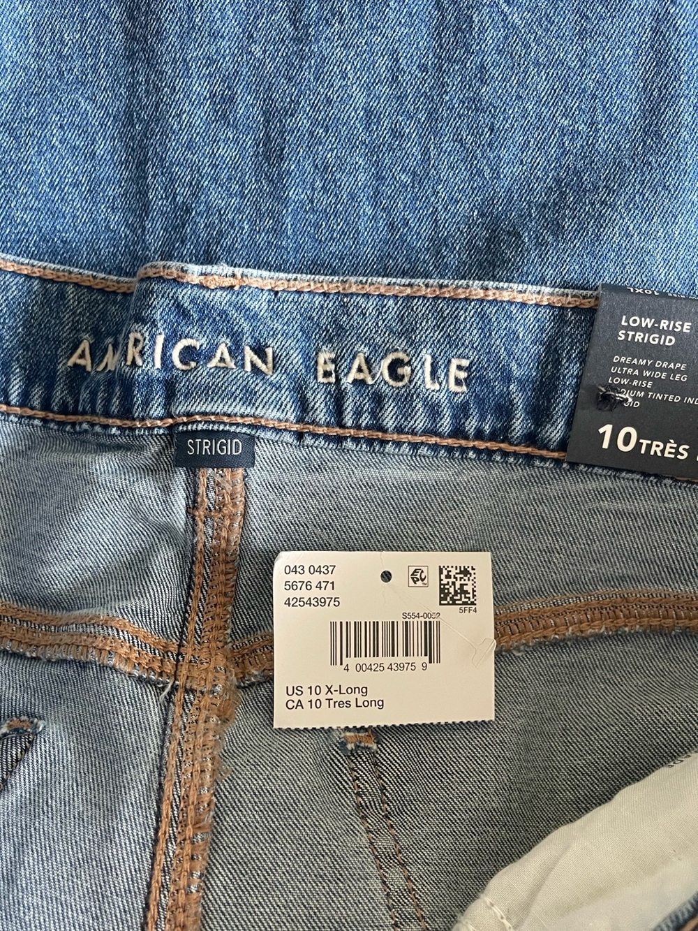American Eagle Jeans Women’s Blue Dreamy Drape Ultra Wide Leg Low Rise 10 L NWT - Picture 6 of 7